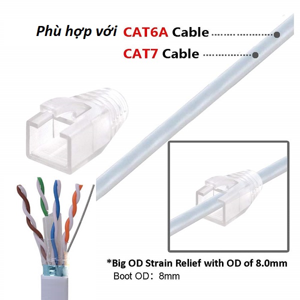 Đầu bấm hạt mạng cat6A cat7 NOYAFA kèm đầu chụp